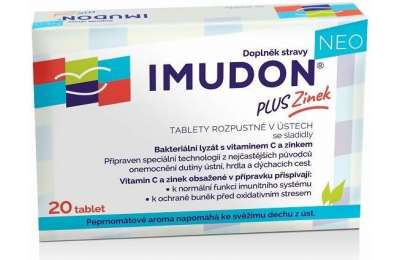 Imudon NEO +Zinek 20 tablet rozp.v ústech se sladidly